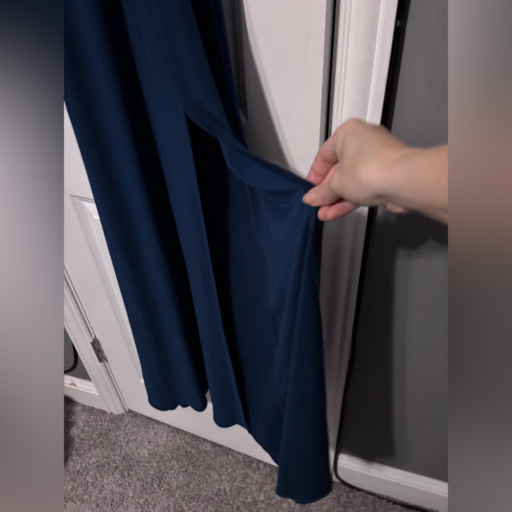 Morgan & Co Blue Sequin Halter Gown Prom Formal Dress Y2K Glam Size 3 - Picture 6 of 9